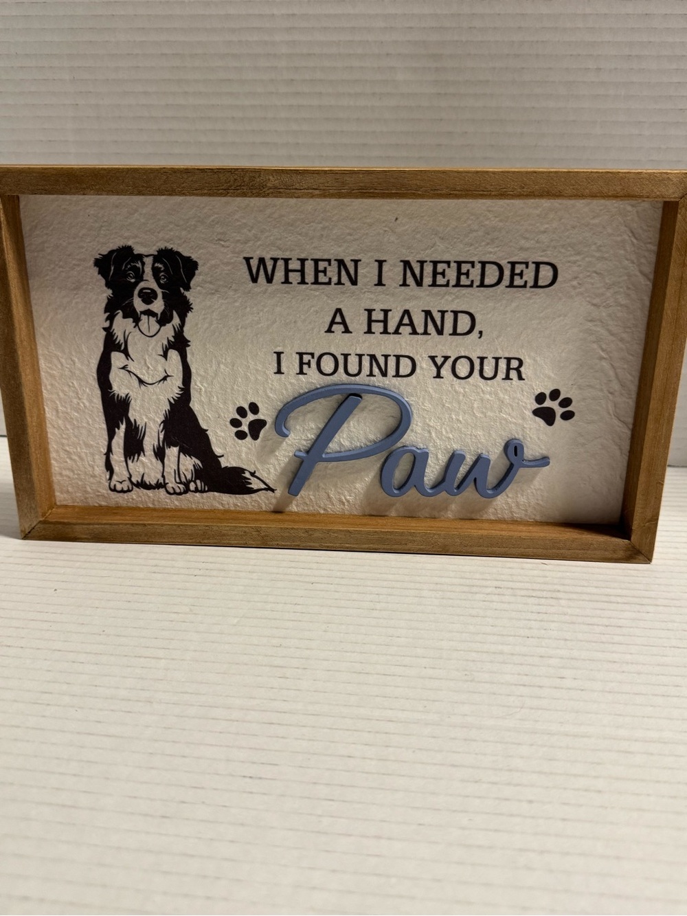 When I Needed a Hand I Found Your Paw Framed Sign - Blue Accent